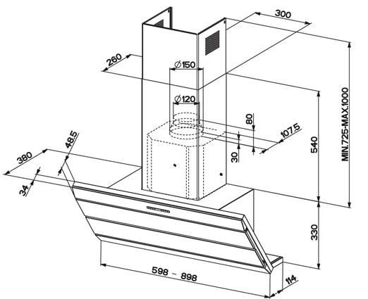 Вытяжка Faber Orizzonte Plus Vetro EG8 X/VBK A60 Logic купить в Москве
