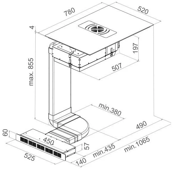 Варочная панель с вытяжкой Pando E-390/78 V.1130 ECO PLUS + DIFUSOR LAT купить в Москве с доставкой
