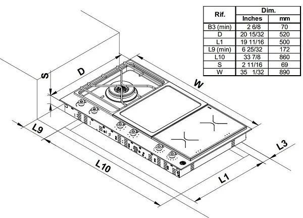 Газо-электрическая панель Bertazzoni PM36 1 IG X купить в Москве с доставкой
