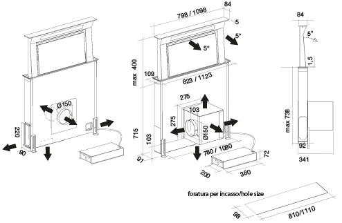 Встраиваемая вытяжка Falmec Down Draft 120 ix ECP купить в Москве
