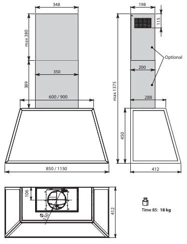 Вытяжка Falmec TIME 115 INOX купить в Москве
