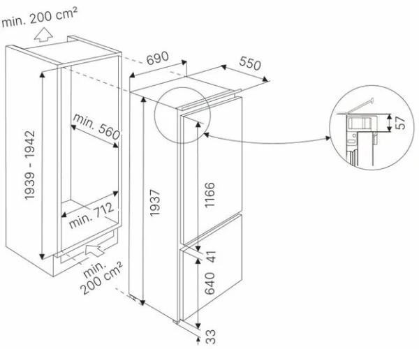 Встраиваемый холодильник Kuppersbusch FKGF 9835.0i купить в Москве
