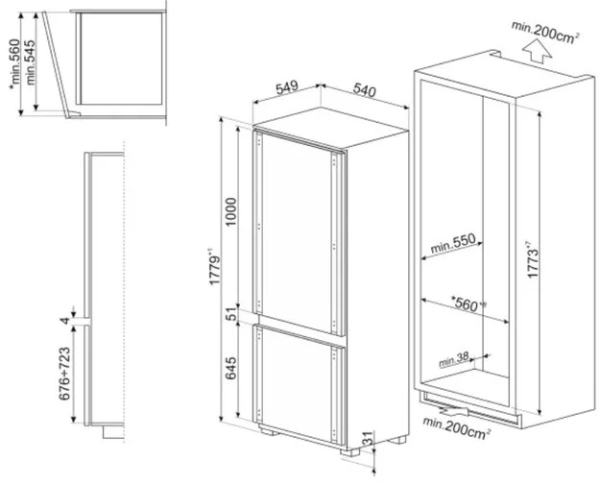 Встраиваемый холодильник Smeg C8174N3E1 купить в Москве
