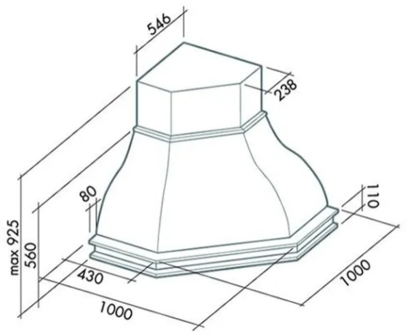 Вытяжка Falmec Iris Malizia ANG (600) S мореный дуб купить в Москве
