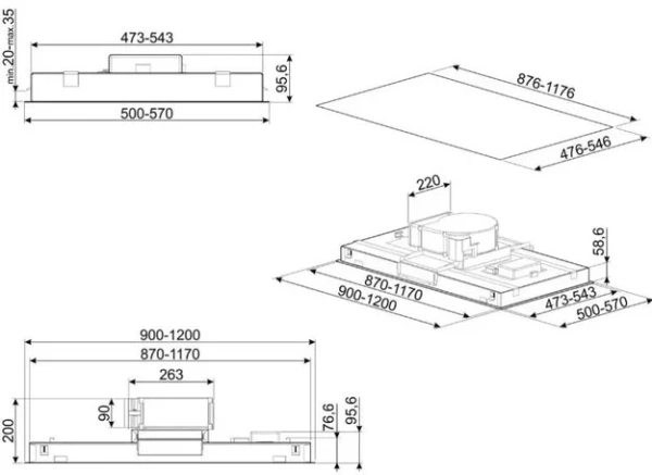 Встраиваемая вытяжка Smeg KLT90LWHS купить в Москве
