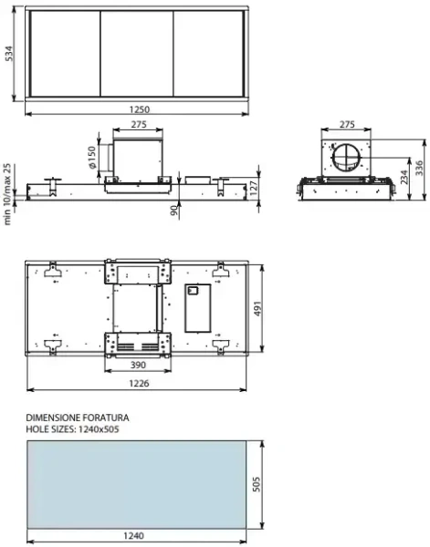 Встраиваемая вытяжка Falmec Skema 120 steel купить в Москве
