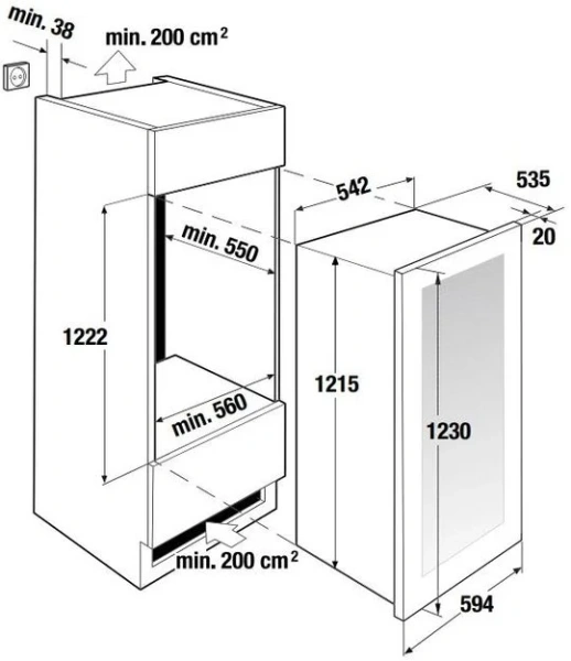 Встраиваемый холодильник для охлаждения вина Kuppersbusch FWK 4800.0 S8 купить в Москве