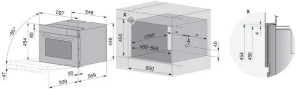 Встраиваемый комбинированный паровой шкаф V-ZUG CombiSteamer V6000 45M CSM6T-23041 (черное стекло) купить в Москве