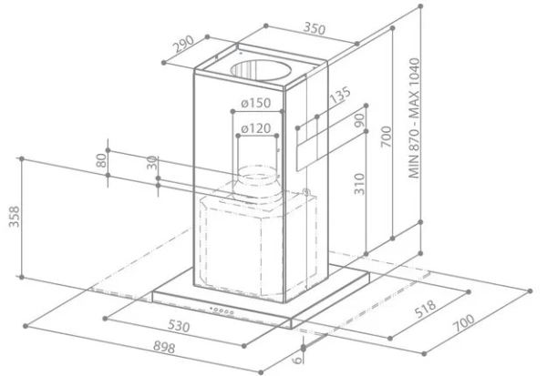 Вытяжка Faber Glassy Isola/SP EG8 X/V A90 купить в Москве
