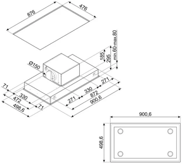 Встраиваемая вытяжка Smeg KSCB90XE купить в Москве
