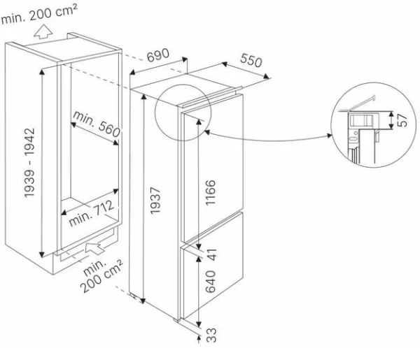 Встраиваемый холодильник Kuppersbusch FKGF 9850.0i купить в Москве
