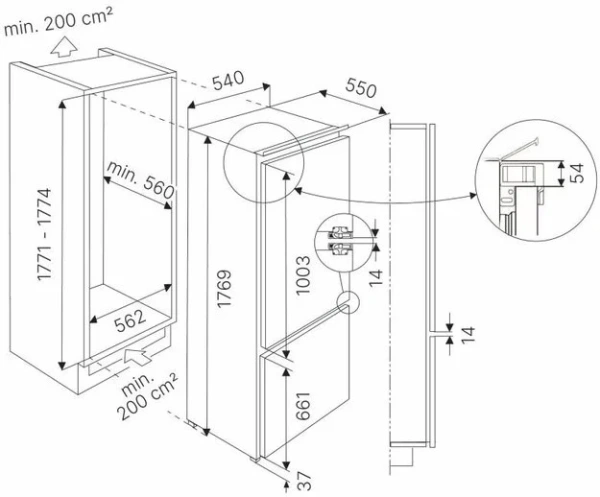 Встраиваемый холодильник Kuppersbusch FKGF 8851.0i купить в Москве
