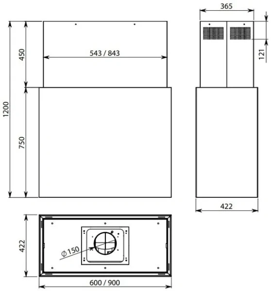Вытяжка Falmec LAGUNA IS STEEL 90 BLACK купить в Москве
