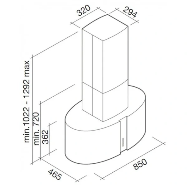 Вытяжка Falmec Mirabilia isola 85 Fenice Vetro (800) ECP купить в Москве
