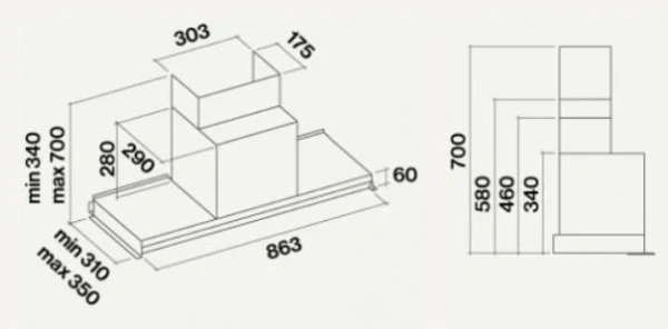 Встраиваемая вытяжка Falmec Virgola Black 90 (600) купить в Москве
