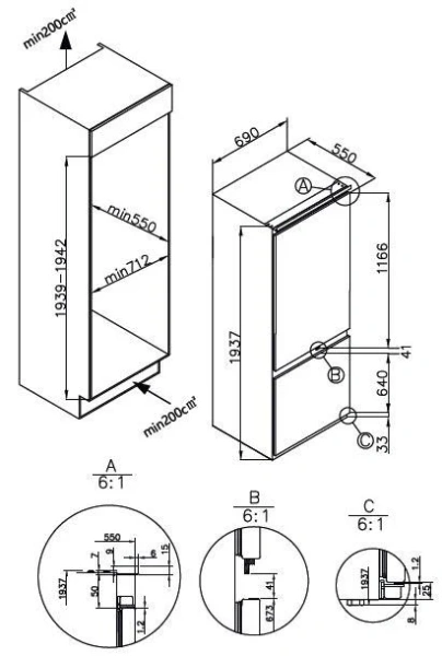 Встраиваемый холодильник Kuppersberg RBN 1970 купить в Москве

