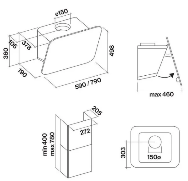 Вытяжка Falmec Tab 80 Red купить в Москве
