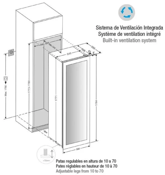 Встраиваемый винный шкаф Pando PVMAVP 178-112CRR купить в Москве