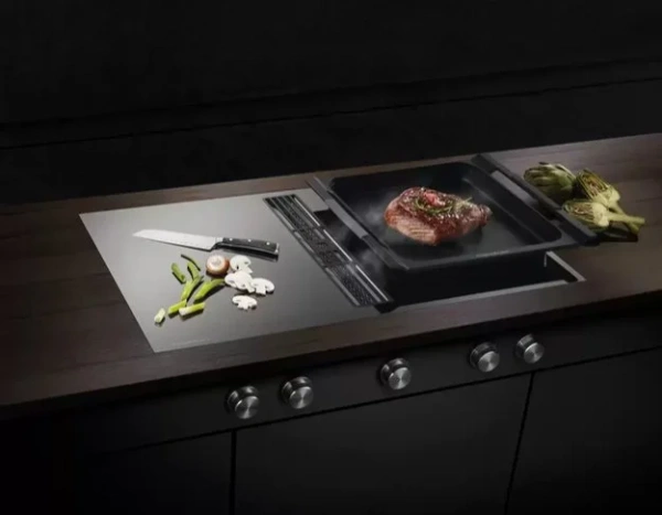 Индукционная варочная панель с вытяжкой Kuppersbusch KMI 9850.0 SR купить в Москве с доставкой
