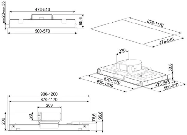 Встраиваемая вытяжка Smeg KLT120LWHS купить в Москве
