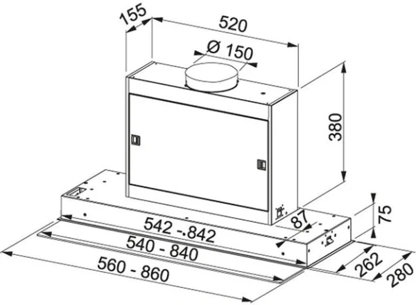 Встраиваемая вытяжка Franke FMPOS 608 BI X нержавеющая сталь/стекло купить в Москве
