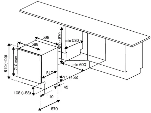 Встраиваемая посудомоечная машина Bertazzoni DW60BIT купить в Москве