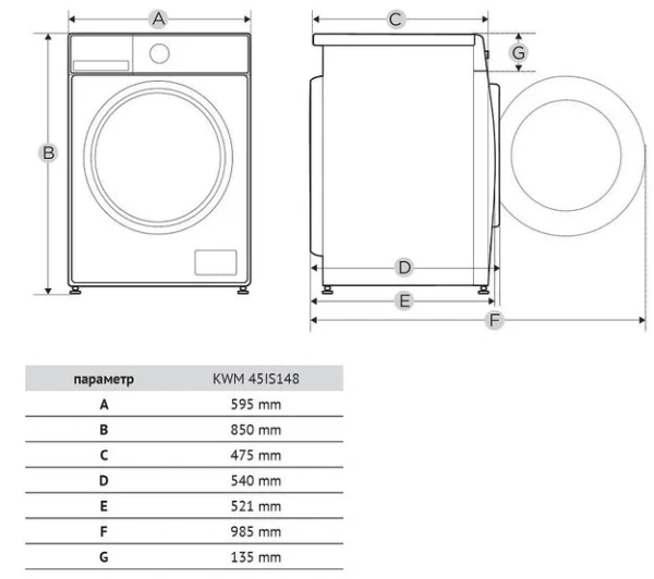 Узкая стиральная машина с паром Korting KWM 45IS148 S купить в Москве