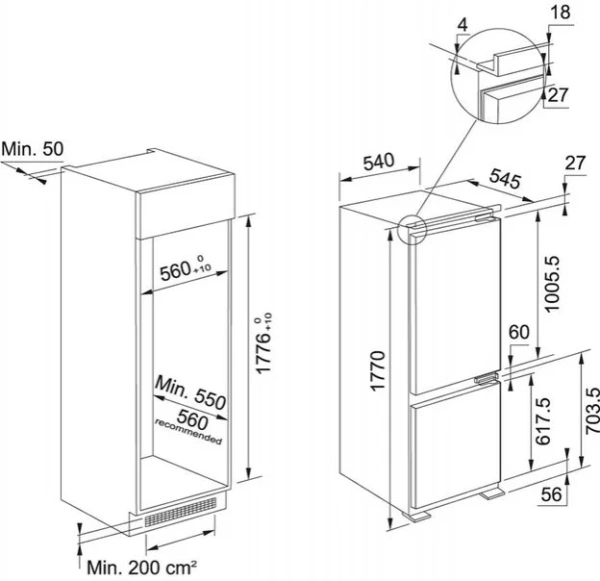 Встраиваемый холодильник Franke FCB 320 NF NE F купить в Москве