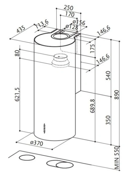 Вытяжка Faber CYLINDRA/2 EV8 2EL XH890 купить в Москве
