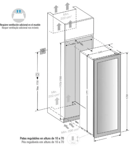 Встраиваемый винный шкаф Pando PVMAP 178-112 PAR купить в Москве