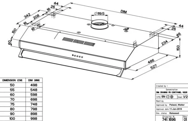 Встраиваемая вытяжка Faber 741 PB W A60 300.0557.513 купить в Москве
