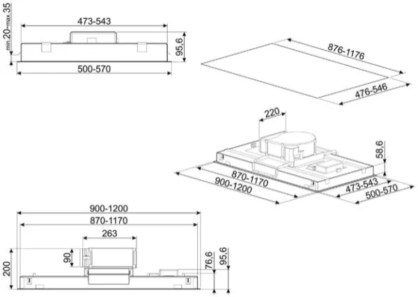 Встраиваемая вытяжка Smeg KLT120LXS купить в Москве
