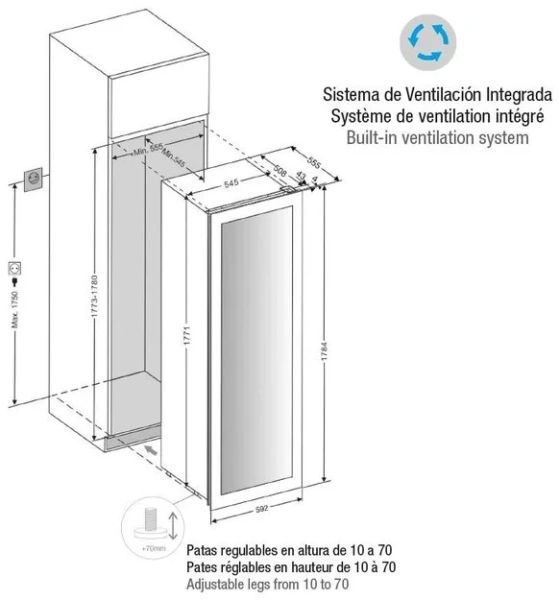 Встраиваемый винный шкаф Pando PVMAVP 178-112CRL купить в Москве