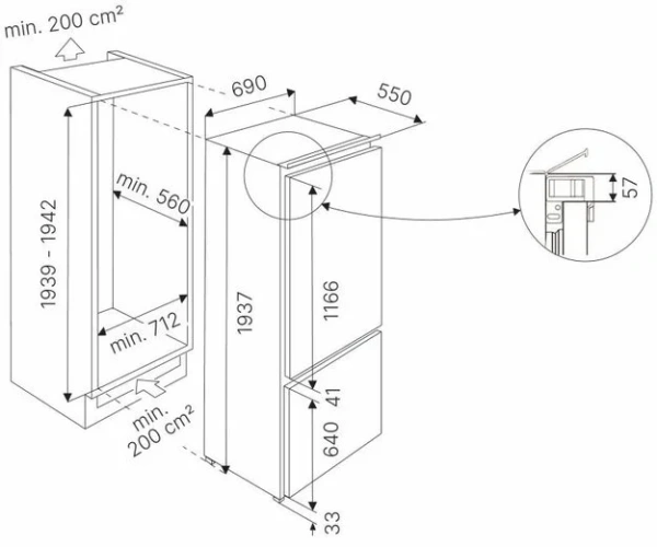 Встраиваемый холодильник Kuppersbusch FKGF 9855.0i купить в Москве
