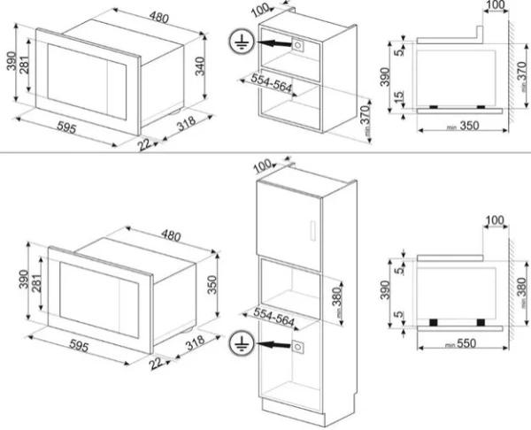 Встраиваемая микроволновая печь Smeg FMI120N2 купить в Москве
