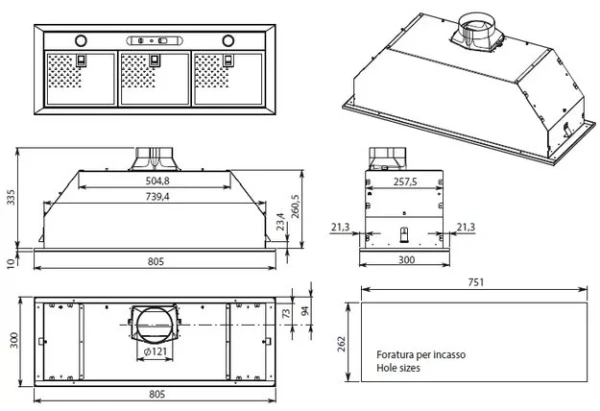 Вытяжка Falmec AirMec Built In 70 ix (600) купить в Москве
