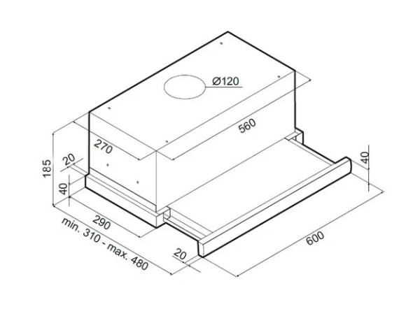 Встраиваемая вытяжка MAUNFELD VS SLIDE 60 металлик/белое стекло купить в Москве
